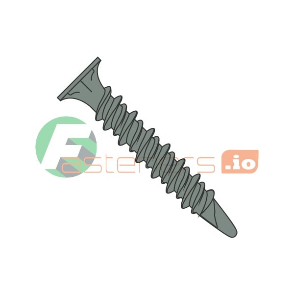 Newport Fasteners Self-Drilling Screw, #8 x 1-1/4 in, Green Ceramic Steel Wafer Head Phillips Drive, 1000 PK 653355 - main